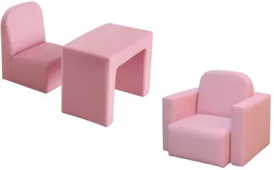 2-in-1 Kids Table & Sofa Chair Set Toddler Seat Armchair Desk Children Lounge - Pink