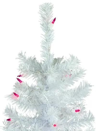 6.5' Pre-Lit Woodbury White Pine Pencil Artificial Christmas Tree  Pink Lights