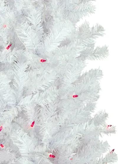 6.5' Pre-Lit Woodbury White Pine Pencil Artificial Christmas Tree  Pink Lights