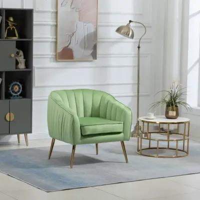 Velvet Accent Chair With Ottoman, Modern Tufted Barrel Chair Ottoman Set For Living Room