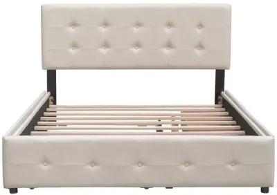 Merax Upholstered Platform Bed with 2 Drawers and 1 Twin XL Trundle