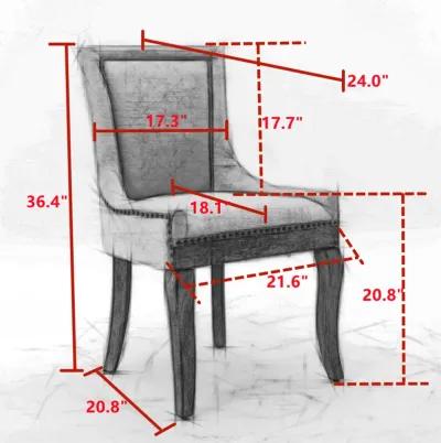 Hivvago MidCentury Modern Dining Accent Chair Set of 2 with Nailhead Trim