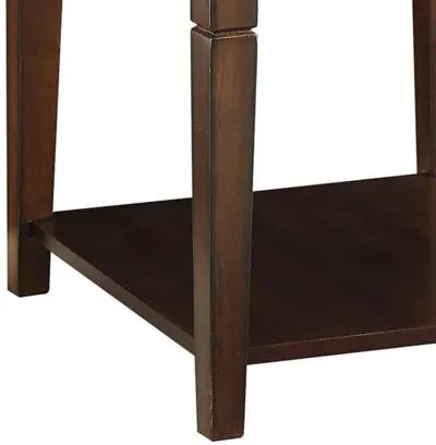 Wooden End Table with One Drawer and One Shelf, Walnut Brown-Benzara