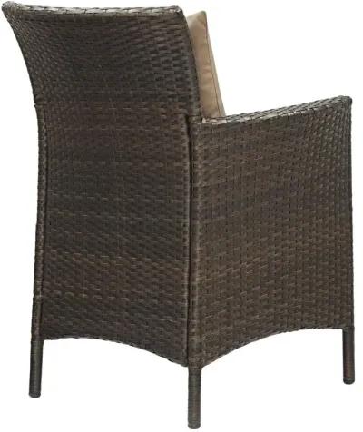 Modway EEI-4031-BRN-MOC Conduit Outdoor Patio Wicker Rattan Dining Armchair Set of 4, Brown Mocha