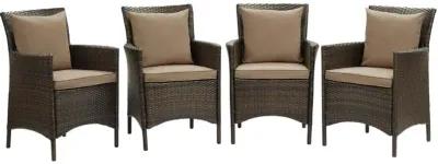 Modway EEI-4031-BRN-MOC Conduit Outdoor Patio Wicker Rattan Dining Armchair Set of 4, Brown Mocha