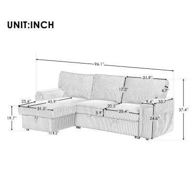 Merax Upholstery Sleeper Sectional Sofa with Storage