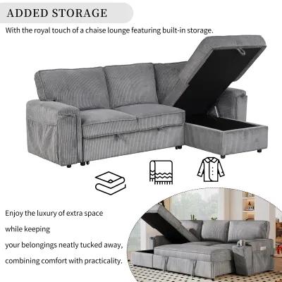 Merax Upholstery Sleeper Sectional Sofa with Storage