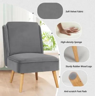 Hivvago Velvet Accent Armless Side Chair with Rubber Wood Legs for Bedroom