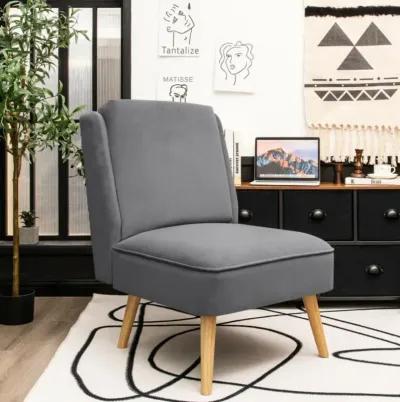 Hivvago Velvet Accent Armless Side Chair with Rubber Wood Legs for Bedroom