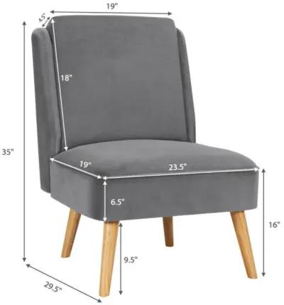 Hivvago Velvet Accent Armless Side Chair with Rubber Wood Legs for Bedroom