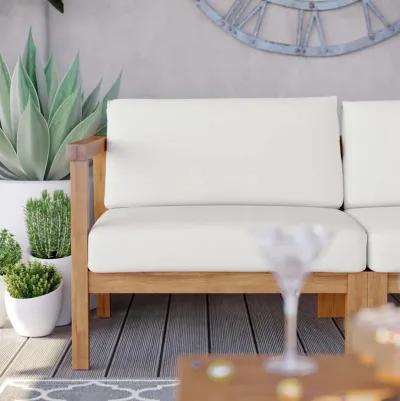 Modway - Bayport Outdoor Patio Teak Wood 2-Seater Loveseat Natural White