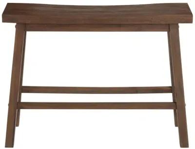 Saddle Design Wooden Bench with Grain Details, Brown-Benzara