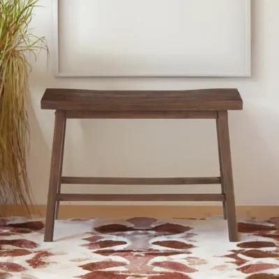 Saddle Design Wooden Bench with Grain Details, Brown-Benzara