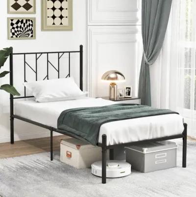 Platform Bed Frame with Sturdy Metal Slat Support