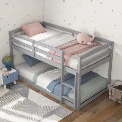 Hivvago Twin Size Bunk Bed with High Guardrails and Integrated Ladder