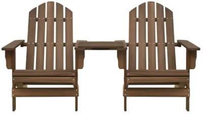 vidaXL Patio Adirondack Chairs with Tea Table Solid Wood Fir Brown