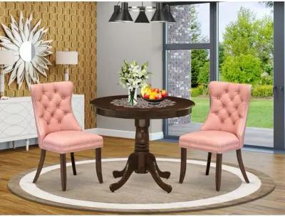 3 Piece Dining Set Contains a Round Kitchen Table with Pedestal