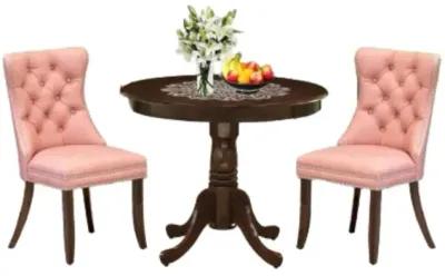 3 Piece Dining Set Contains a Round Kitchen Table with Pedestal