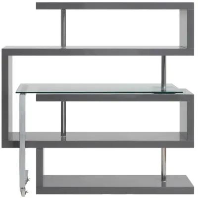 Raceloma Writing Desk w/Shelf, Clear Glass, Gray & Chrome Finish 93181