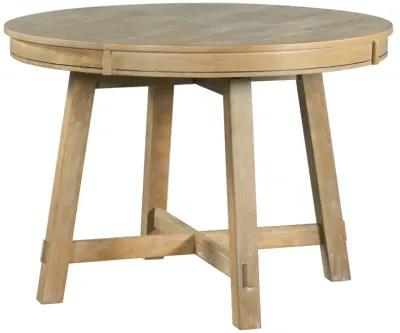 Farmhouse Round Extendable Dining Table With 16 Leaf Wood Kitchen Table