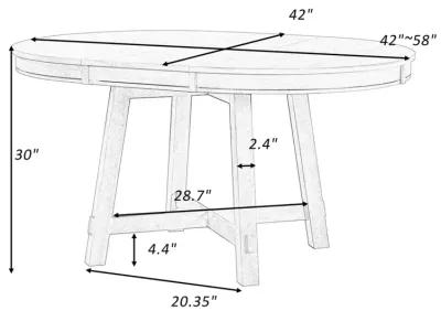 Farmhouse Round Extendable Dining Table With 16 Leaf Wood Kitchen Table