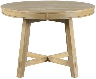 Farmhouse Round Extendable Dining Table With 16 Leaf Wood Kitchen Table