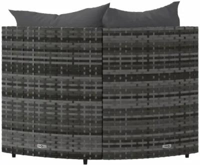 vidaXL Patio Corner Sofas with Cushions 2 pcs Gray Poly Rattan