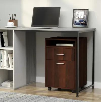 Brown Rolling File Cabinet: Mobile Printer Stand with Drawer for Office