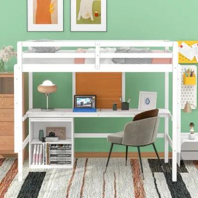 Merax Modern  Wooden Loft Bed with Desk