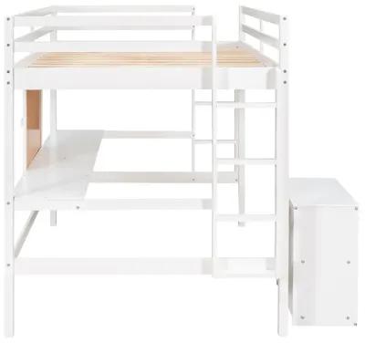 Merax Modern  Wooden Loft Bed with Desk