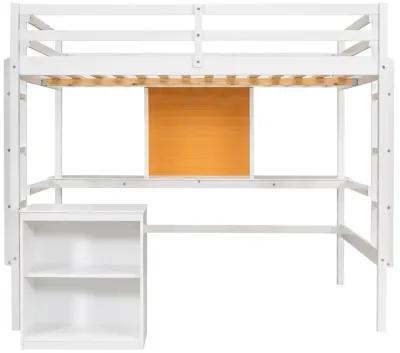 Merax Modern  Wooden Loft Bed with Desk