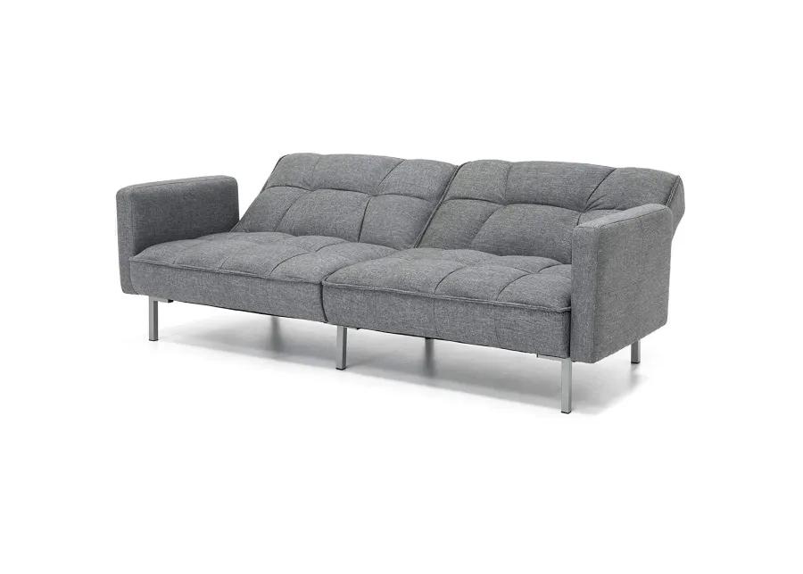 Modern Grey Linen Split Back Futon Sofa Bed Couch