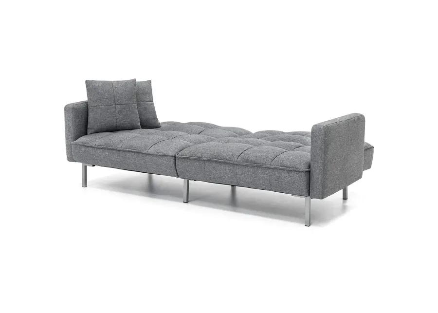 Modern Grey Linen Split Back Futon Sofa Bed Couch