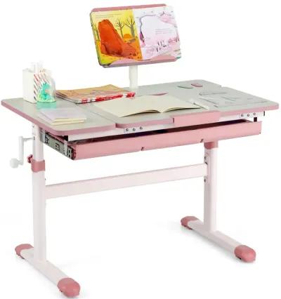 Height-Adjustable Kids Desk with Tilt Desktop and Book Stand