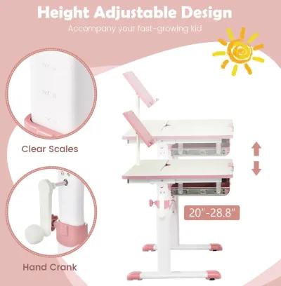 Height-Adjustable Kids Desk with Tilt Desktop and Book Stand