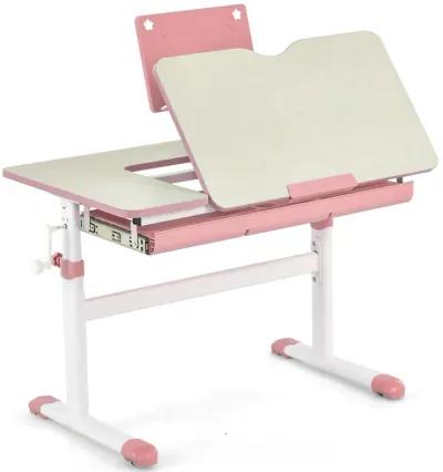 Height-Adjustable Kids Desk with Tilt Desktop and Book Stand