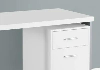 Monarch Specialties Computer Desk, Home Office, Laptop, Left, Right Set-Up, Storage Drawers, 48"L, Work, Metal, Laminate, White, Grey, Contemporary, Modern