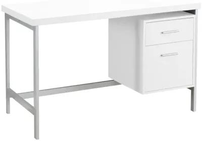 Monarch Specialties Computer Desk, Home Office, Laptop, Left, Right Set-Up, Storage Drawers, 48"L, Work, Metal, Laminate, White, Grey, Contemporary, Modern