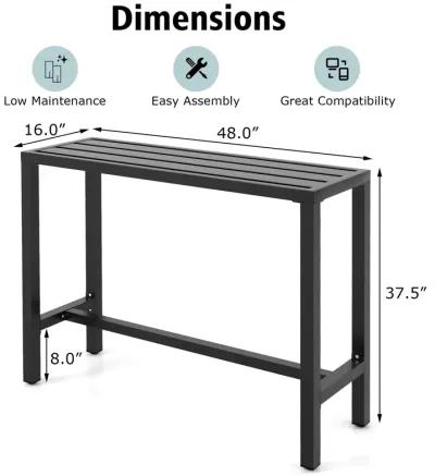 Outdoor Bar Table with Waterproof Top and Heavy-duty Metal Frame