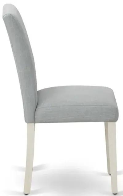 East West Furniture Set of 2 - Wood Chairs- Modern Chairs Includes Wirebrushed Linen White Wood Structure with Baby Blue Linen Fabric Seat and Simple Back