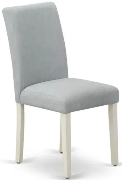 East West Furniture Set of 2 - Wood Chairs- Modern Chairs Includes Wirebrushed Linen White Wood Structure with Baby Blue Linen Fabric Seat and Simple Back