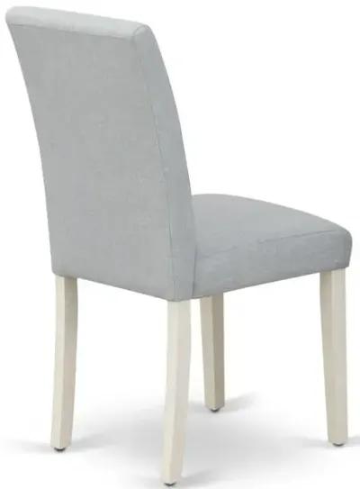 East West Furniture Set of 2 - Wood Chairs- Modern Chairs Includes Wirebrushed Linen White Wood Structure with Baby Blue Linen Fabric Seat and Simple Back