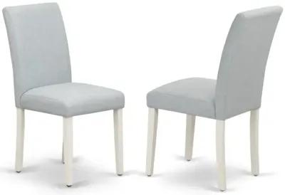 East West Furniture Set of 2 - Wood Chairs- Modern Chairs Includes Wirebrushed Linen White Wood Structure with Baby Blue Linen Fabric Seat and Simple Back