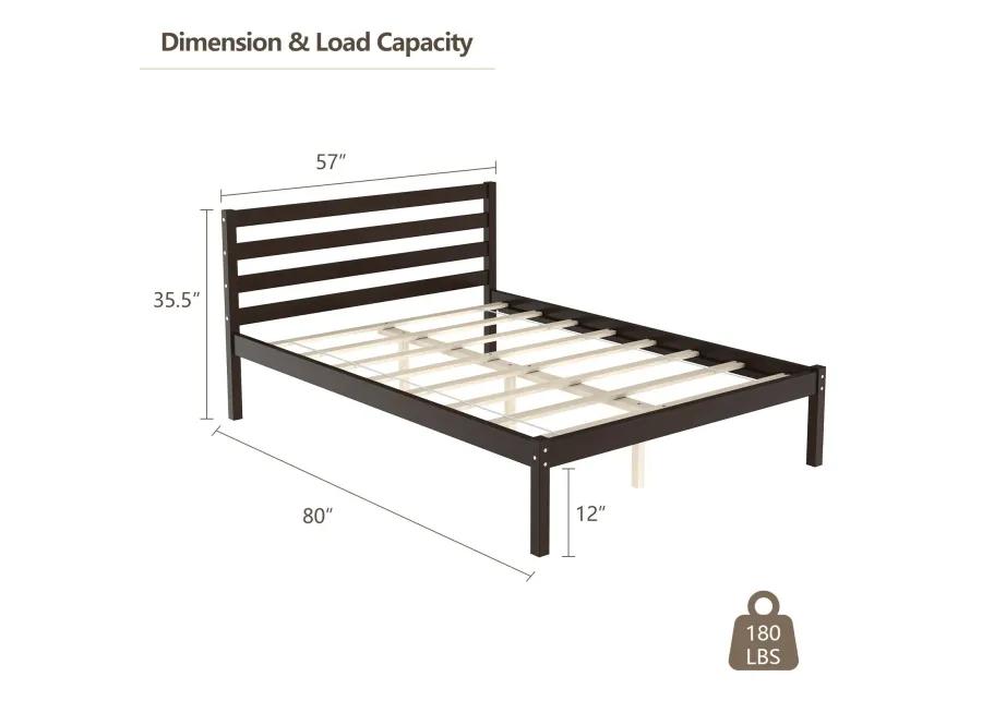 Full Size Bed frame Foundation with Solid Wooden Slat Suppor