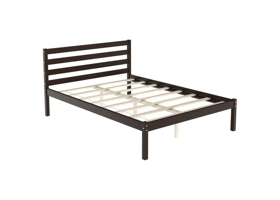 Full Size Bed frame Foundation with Solid Wooden Slat Suppor