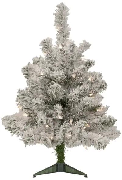 2' Pre-Lit Flocked Madison Pine Artificial Christmas Tree  Clear Lights