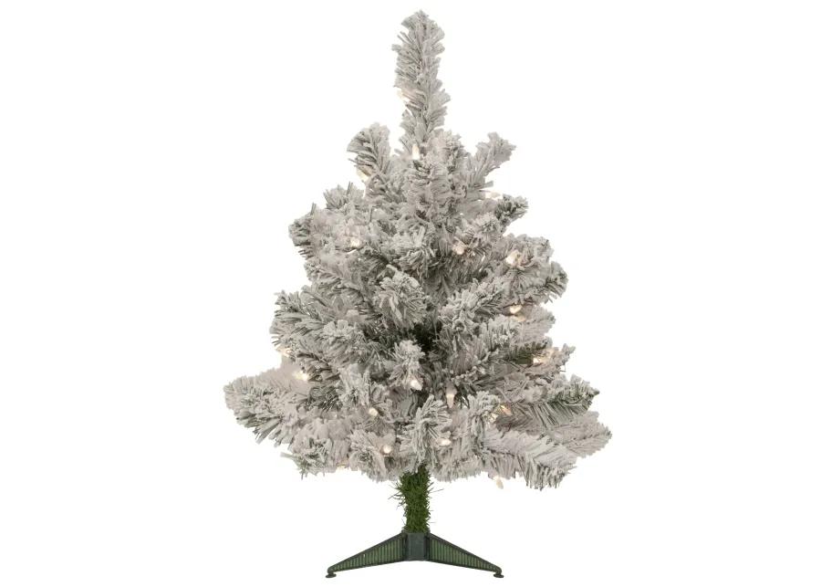 2' Pre-Lit Flocked Madison Pine Artificial Christmas Tree  Clear Lights