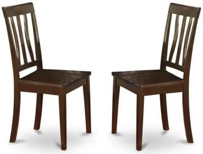 Antique Kitchen Chair Wood Seat with Cappuccino Finish, Set of 2