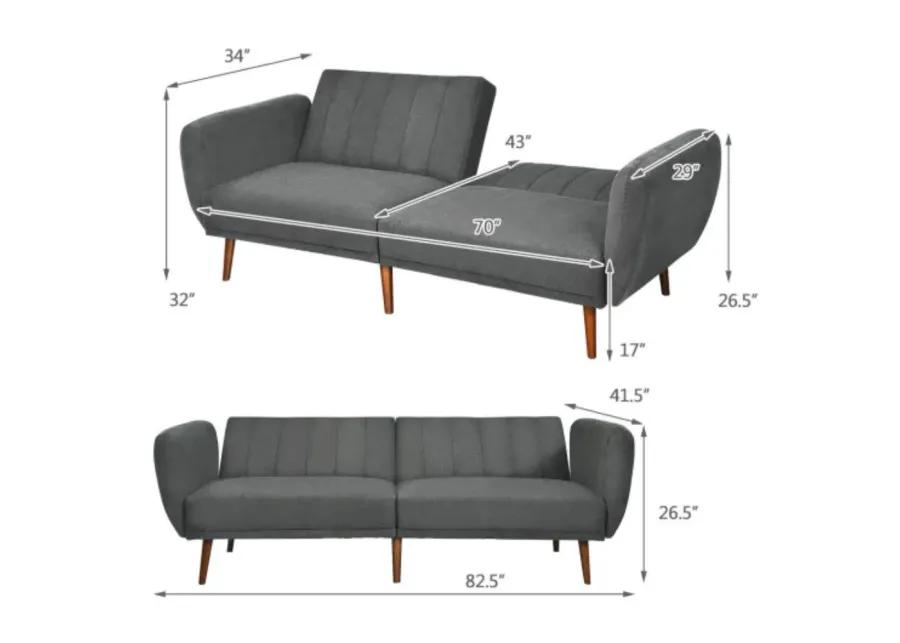 Convertible Futon Sofa Bed Adjustable Couch Sleeper with Wood Legs