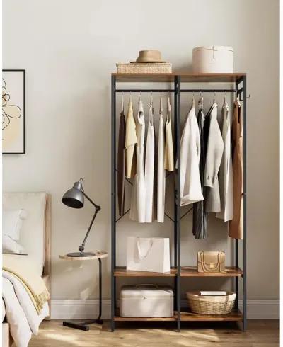 2-Column Clothes Rack with Hanging Rods for Organized Garment Storage